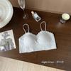Roupas Íntimas Jacquard de Renda Bolha com Listras Verticais para Mulheres Doces, Sem Marcas, Cor Sólida, Costura em Malha, Sutiã Colete Pequeno Sexy