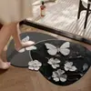Alfombrilla de Piso de Barro de Diatomeas con Diseño de Mariposa y Flor Estéreo 3D Alfombrilla de Piso Absorbente de Agua Antideslizante para Baño Inodoro Alfombrilla de Piso Resistente a Manchas y Fácil de Limpiar