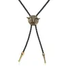 Colar Simples de Gravata Bolo com Crânio de Boi Retrô para Homens e Mulheres, Corrente de Camisa Estilo Western, Acessório de Corda de Metal para Gravata