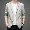 Novo Terno Casual de Primavera Masculino Estilo Coreano Slim-fit Cor Sólida Respirável Pequeno Terno Camada Única Estilo Ocidental Versátil Jaqueta Fina