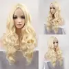 Foto Real de Cabello Largo y Rizado con Raya en Medio, Peluca Multicolor, Peluca de Carnaval de Halloween, Venta de Fábrica
