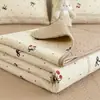 Cubrecama de Algodón Lavable Pieza Única Grado A para Madre y Bebé Todas las Estaciones Universal Tatami Antideslizante Acolchado Grueso Sábana de Cama Persona Sola Juego de Tres Piezas 3