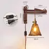 Lámpara de Pared Retro Retráctil para Mesita de Noche B&B Lámpara de Estudio para Lectura Lámpara de Atmósfera para Dormitorio Brazo Oscilante Pared de Fondo de Sala de Estar
