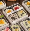 Caja de Embalaje de Plástico Transparente con Tapa, Caja de Frutas de Cuatro Compartimentos y Cuatro Piezas, Caja de Embalaje para Fruta Fresca Cortada, Cuadrada Desechable