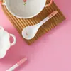Tazón de sopa de cerámica personalizado con forma de tulipán y dos asas para fideos instantáneos, vajilla para el hogar, tazón para col fermentada, pescado hervido y fideos de caracol
