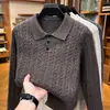 Suéter Casual Clásico de Punto Trenzado para Hombre 2026 Otoño/Invierno Nuevo Estilo Estilo Old Money Cuello Solapa Manga Larga Tejido Grueso Cálido