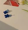 Pendientes de Flor Azul de Verano, Elegantes Clip para Orejas para Mujeres Sin Perforaciones, Aretes de Moda, Camelia Perlas Exquisitas