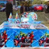 Conjunto de Festa Infantil de Aniversário dos Vingadores Bandeirola Copo de Papel Prato de Papel Máscara Conjunto de Louça de Mesa para Festa