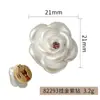 Cubierta de Botón Camelia Botón sin Coser Rosa Pedrería Botón Anti-Exposición Botón Decorativo para Camisa Broche Metálico