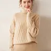 Nuevo Jersey de Cachemira para Mujer Otoño/Invierno 2026 de Cuello Alto Grueso Color Sólido Tejido de Punto Trenzado Holgado Cálido