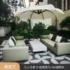 Sofá de Exterior, Muebles de Cuero Estilo Italiano para Zonas de Villa, Sofá de Esquina Combinado Grande de Piso Plano de Diseñador, Muebles de Sofá de Cuero para Hotel y Yates