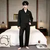 Pijama nuevo de algodón nube para hombre de manga larga talla grande 2026, corte holgado, ropa de estar casual con solapa nueva para primavera/otoño