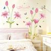 Pegatinas Decorativas Creativas de Lirios Morados Románticos Más Vendidos para Sala de Estar, Dormitorio, Entrada, Pared de Fondo de TV al por Mayor