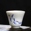 Taza Maestra pintada a mano pura Taza Individual taza personal blanco alto azul y blanco Taza Kung Fu Tazón de Té juego de té de cerámica