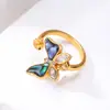 Conjunto de Três Peças: Anel, Brincos e Pingente de Pérola, Suporte Vazio de Borboleta Microcravejado, Design Colorido de Abalone, Luxo Acessível para DIY