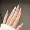 30 Piezas de Uñas Portátiles en la Mano, Piezas de Manicura Pura Lusty de Alta Gama, Uñas Postizas Largas a la Moda y Dulces con Pedrería