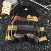 Suéter de Punto con Cuello Contrastante Estilo Americano Otoño Holgado Estilo Perezoso Informal Pulóver de Punto Moderno Negro Amarillo En Stock