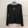 Blusas Femininas com Zíper Elegantes Femininas Primavera Outono Preto Manga Longa Zíper Decote V 98% Poliéster + 2% Elastano