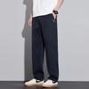 Calça Masculina Casual de Tencel Fina para Verão 2025 Nova Levemente Luxuosa Business Reta Calça Longa Casual para Homens de Meia-Idade