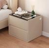 Mesa de cabeceira estilo creme inteligente, armário de cabeceira de madeira maciça, armário de armazenamento moderno, simples, de celebridades da Internet, luz, luxo, avançado, senso