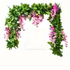 Decoración de Flor de Glicinia Artificial Enredadera de Flores Falsas Colgante de Techo de Casa Conducto de Aire Acondicionado Colgante de Pared Envoltura Plástico Arreglo de Jardín Bosque