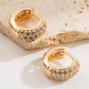 Arete de Cobre Fino con Microincrustaciones de Circonita Nuevo Oval Transfronterizo Estilo Nicho Círculo Pequeño Moda Hebilla de Oreja Estilo Francés para Mujer
