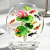 Koi Loto Nueve Peces Reunión de Riqueza Adorno de Cristal Año Tras Año Abundancia Sala de Estar Entrada Mueble de TV Atrayendo Riqueza Pantalla de Escritorio