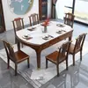 Nova mesa de jantar de laje de rocha estilo chinês, madeira maciça, pequena, telescópica, dobrável, quadrada e redonda, multifuncional, variável, redonda, mesa de jantar