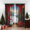 Cortinas com Estampa Digital de Cena de Neve Quente de Natal Transfronteiriça Decoração de Janela de Casa Cozinha Café Cortinas de Janela