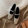 Zapatos Mary Jane para mujer Chuyuji estilo francés, suaves, para aumentar la altura, plateados, de corte bajo, con hebilla