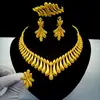 Joyería de Dubái chapada en oro de 24k traje de joyería nupcial collar pendientes Oriente Medio Dubái oro joyería de boda juego de cuatro piezas