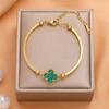 Venta caliente transfronteriza Trébol de la suerte diseño de moda simple titanio de acero con recubrimiento al vacío de alta calidad no se decolora Pulsera para mujer