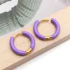 Brincos Simples em Forma de C com Esmalte Eletrodepositado a Vácuo em Aço Inoxidável, Argolas de Orelha Geométricas em Forma de U, Brincos de Aço Titânio, Acessórios DIY