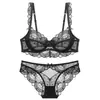 Comércio Exterior Personalizado Venda Quente Lingerie Sexy Renda Transparente Ultra Fina Vazada Conjunto de Sutiã Plus Size Para Seios Grandes Parece Menor