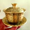 Atacado de Fábrica Latão Criativo Conjunto de Chá Dragão e Fênix Chengxiang Tigela de Chá Conjunto de Três Peças Xícara de Chá Chinesa Tigela de Abastecimento de Água Artesanato em Cobre