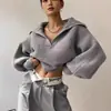 Suéter Feminino Novo Transfronteiriço Estilo Retrô Waffle Europeu e Americano Estilo Preguiçoso Casual Solto Manga Lanterna Gola Aberta Pulôver