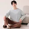 Pode Ser Usado Fora Pijama Masculino Primavera e Outono Masculino Manga Longa Tamanho Grande Algodão Puro 2025 Nova Primavera e Verão Roupas de Casa para Meninos