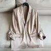 Blazer acolchado de hombros ajustado 2026, Chaqueta corta ajustada de satén con manga de tres cuartos al por mayor N6AW25631