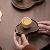 Bandeja de té con forma de calabaza del norte de madera de nogal, Soporte pequeño vintage para tetera de estilo chino de madera maciza, Plataforma de preparación en seco, Bandeja de té para el hogar, Soporte para tazas de té, Bandeja de té Kung Fu