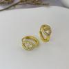 Pendientes de plata de ley s925 con hebilla de oreja de nariz de cerdo con diamantes de imitación, pendientes de moda europea y americana para mujer, con hebilla de oreja chapada en oro de 18 quilates.