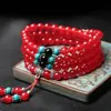 S128 calcedonia azul cristal con cuentas 108 pulsera de múltiples vueltas multicolor pulsera de borla para dama joyería al por mayor