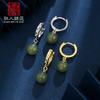 Novos brincos de prata 925 com jade natural Hetian para mulheres com rosto cortado design de moda personalizado brincos presente de Natal