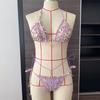 Bikini Mariposa Sexy de Tirantes Dividido Estilo Nuevo Europeo y Americano 2025 con Cuentas