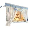Cortina de cama opaca sin instalación, mosquitero todo en uno para litera superior de dormitorio estudiantil, cortina de cama de dormitorio universitario, longitud de 90 cm