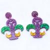 Pendientes acrílicos de fiesta de carnaval, pendientes de máscara exagerada brillante, pendientes de letra Mardi Gras europeos y americanos