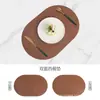 Mantel individual de cuero de doble cara para manualidades, tapete para taza de té, impermeable y a prueba de aceite, tapete de mesa con aislamiento térmico para restaurante occidental, tapete para tazón de comida, posavasos