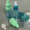 Em Estoque Azul Transparente Pet 10ml Frasco Gotador para Olho/Ouvido de Pet com Tampa de Segurança, Frasco Reagente, Tinta de Carimbo, Frasco Gotador para Tinta Guache Colorida