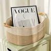 Cesta de almacenamiento tejida de cuerda de algodón, plegable, de gran capacidad, para ropa sucia, dormitorio, artículos diversos para el hogar, cesta de almacenamiento de juguetes para bebés.