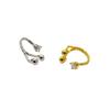 Anillo Abierto Ajustable para Mujer con Incrustaciones de Pedrería Chapado en Oro, Plata, Cobre, Oro Real de 18K, Irregular, Distintivo, Anillo de Dedo de Comida