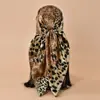 Comércio Exterior Transfronteiriço Combinação de Cores Quentes Leopardo Cetim Quadrado Moda Europeia e Americana Elegante Temperamento Lenço de Seda Versátil Bolsa Turbante